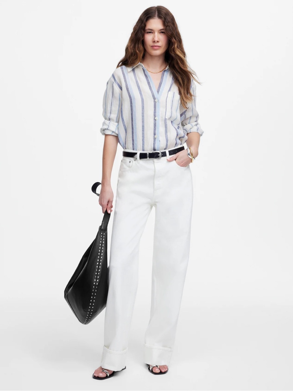 Madewell white low slug baggy jeans cuffed size 26 new rigid